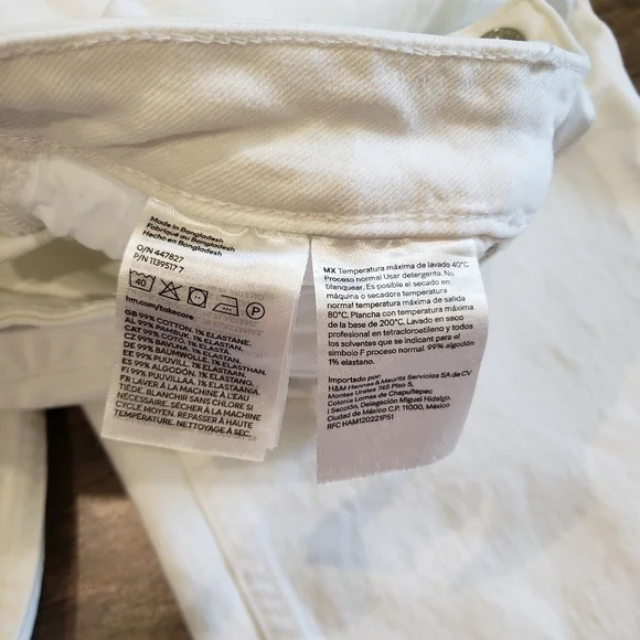 H&M High Waist Button Up Cropped Distressed White Jeans Size 6 - Picture 5 of 8